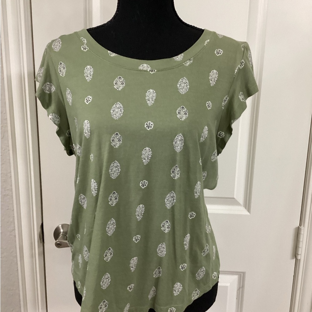 Ann Taylor Factory Green Relaxed Short Sleeve Tee